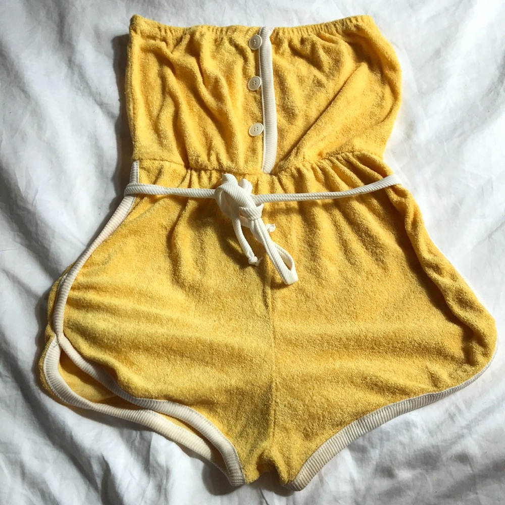 Teddi M yellow terry romper w/ belt